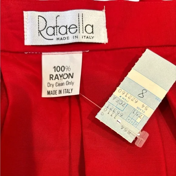NWT 70s RED TOP BOX PLEAT MINIMALIST MIDI SKIRT 2 POCKETS MADE IN ITALY RAFAELLA - Picture 7 of 7